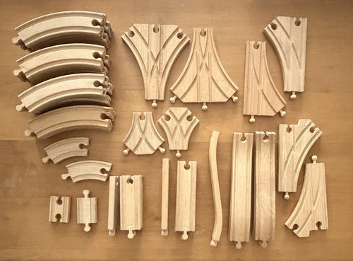 BRIO 48 Pieces Wooden Train Tracks Curves Etc Compatible with Thomas The Train