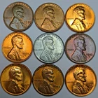 9 Lincoln Wheat Cents Uncirculated/Toned All Different Dates! (Lot#14)