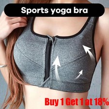 Women Sports Bra High Impact Compression Adjustable Support Padded Workout Tops