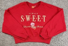 Strawberry Shortcake Cropped Sweatshirt Long Sleeve Red Women's Size Medium