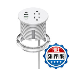 Recessed Power Grommet 3 inch With 65W USB C Ports 2 AC Outlets,Recessed Outlet