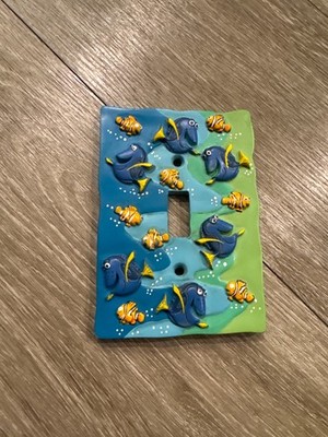 Disney Finding Nemo Dory Ceramic Light Switch Plate Cover Blue Orange Fish Kids