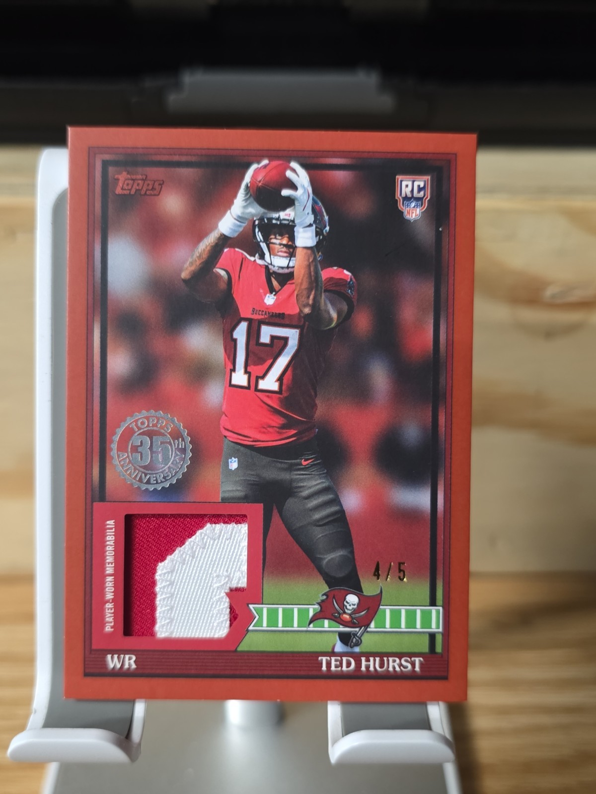 Topps Flagship 2026 Ted Hurst Tampa Bay Buccaneers RED RC Patch Relic 4/5