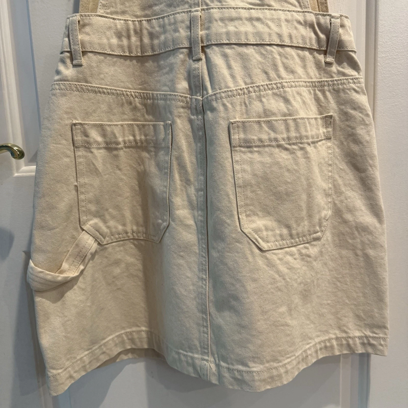 OFF WHITE Abito completo donna junior classico denim bavaglino 10 tasche bianco sporco adorabile nuovo con etichetta