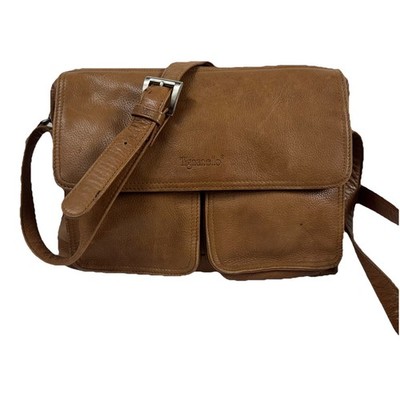 Tignanello Camel Genuine Soft Leather Satchel Shoulder Bag Pockets Adjustable