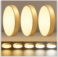 LED 12 in Round Flush Mount Ceiling Light Gold 24W 2700K-5000K,Thyristor Dimmabl