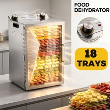 800W 18-Tray Stainless Steel Food Dehydrator with Temp Control for Jerky Fruit