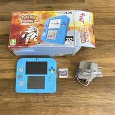 Nintendo 2DS Blue Handheld Console Bundle Box Charger Pokemon Sun/Moon