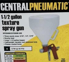 Central Pneumatic 1-1/2 Gallon Texture Spray Gun #66103 Paint Sprayer NEW SEALED