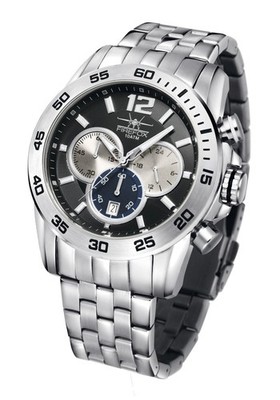 FIREFOX HOUND DOG Edelstahl Flieger Chronograph Herrenuhr FFS210 schwarz 10 ATM
