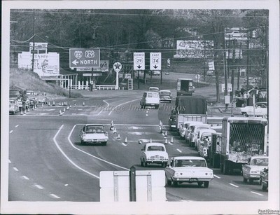 1961 Competing Signs Billboards Roadwork Too Much For Drivers Traffic Photo 6x8