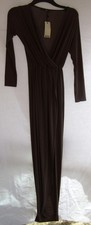 Boohoo Tall Chocolate Brown Wrap Dress Size 8 New With Tags