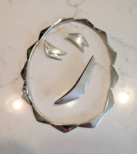 Vintage Necklace, Earrings, Pin Set Hans Hansen Denmark Sterling Jewelry