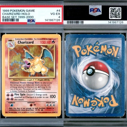 🔥 PSA 4 VG-EX CHARIZARD HOLO RARE | BASE SET 4TH PRINT 1999-2000 4/102🔥
