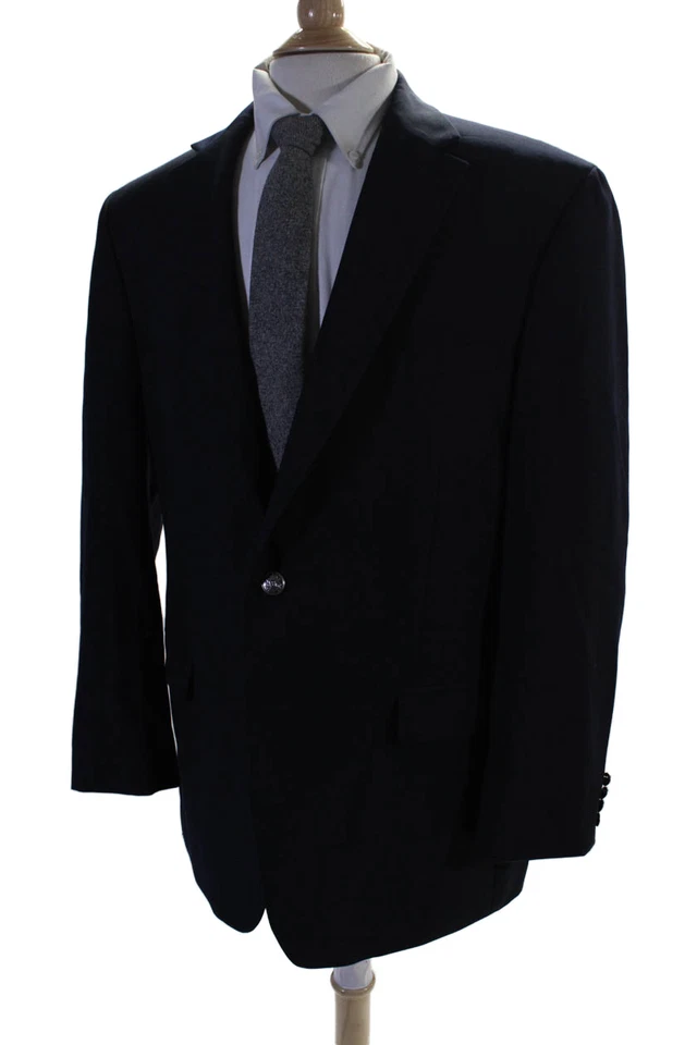 Michael Michael Kors Mens Wool Button Detailed Collared Suit Jacket Navy Size 44 - Image 3 of 4