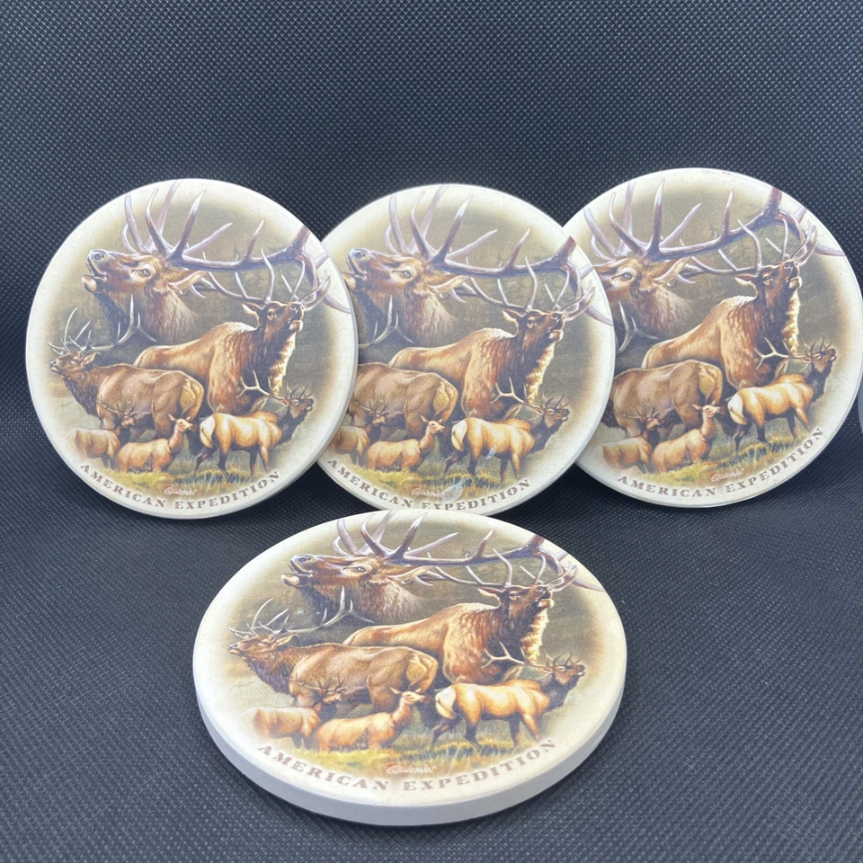 Керамические абсорбирующие каменные подставки American Expedition Elk Coasters - Изображение 2 из 3