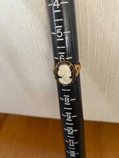 Old Czechoslovakia  Costume  Resin Cameo Ring Black Bkground Size 6 1/2" BIN $15