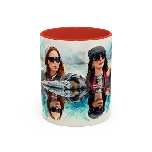 Actress Duo Boat Scene Coffee Mug | Accent Black Handle 11oz/15oz - Picture 2 of 29
