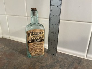 Antique Harris' Witch Hazel Bottle Label Labeled Binghamton New York NY