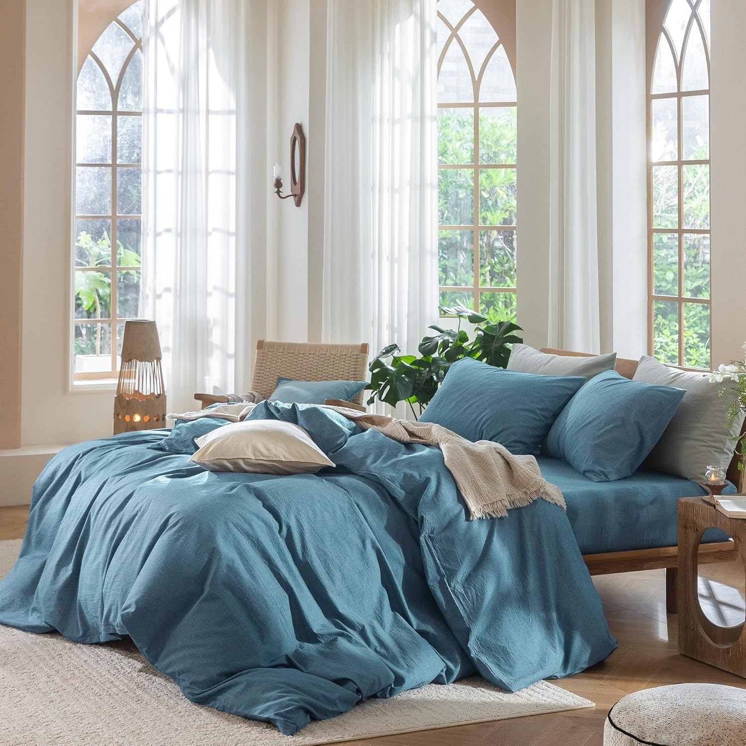 Teal Blue  Cotton Duvet Cover And 2 Pillow Cover  in king, Queen and other size.