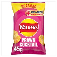 Walkers Prawn Cocktail Flavoured Grab Bag Potato Crisps 45g  x 32 Pack