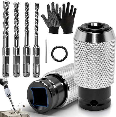 Rotary Hammer Adapter with Impact Drill Bits Set, 5 in 1 Heavy Duty Electric Imp