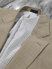 48R Men's Stafford Essentials Tan Patterned Blazer 2 Button Sport Coat Flawless