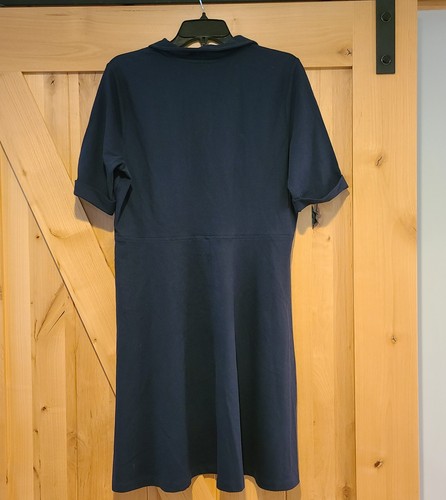 New! Lands End Womens Size L Navy Blue Polo Dress Short Sleeve Knee Length - Picture 2 of 13