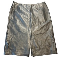 INC International Concepts Black Leather Midi Skirt Size 6 Pencil Skirt