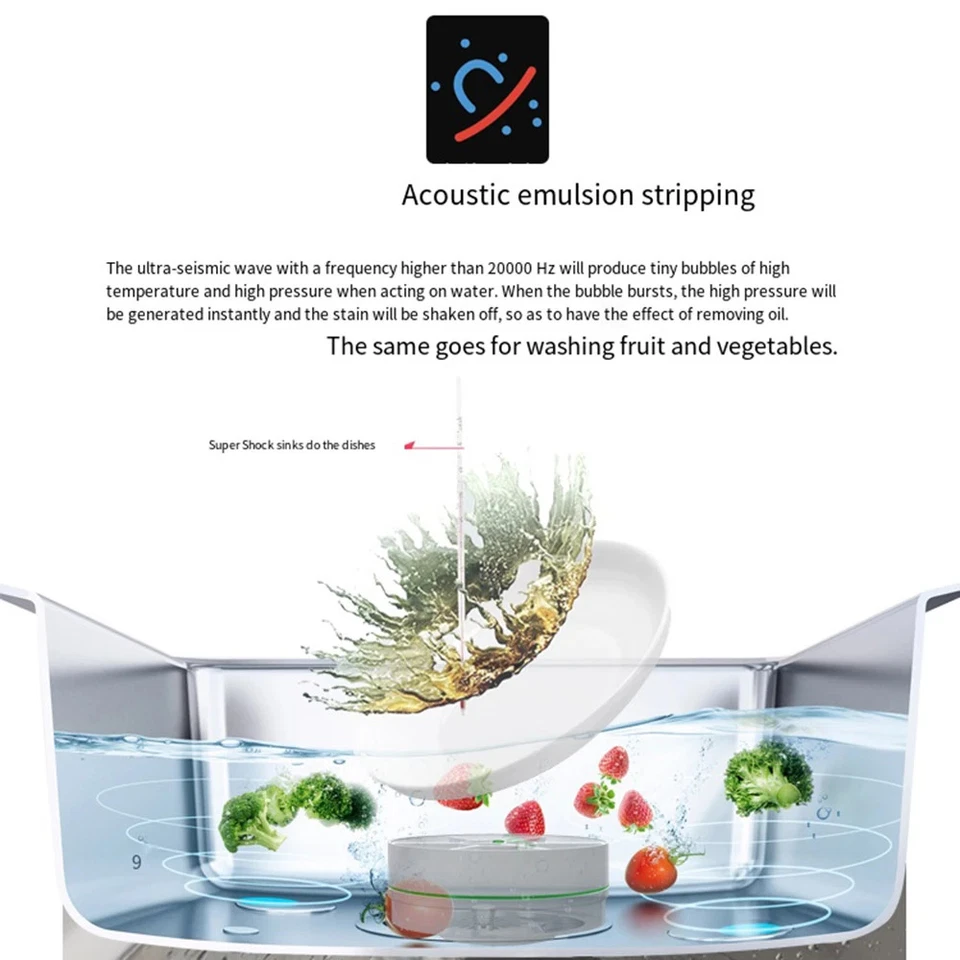 Kitchen Wireless Dish Washers USB Ultrasonic Sink Fruit Vegetable Dish Washer - Image 4 of 4