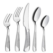 Couverts de Table en Inox pour 6 Personnes Argenté Acier Inoxydable Set de 30