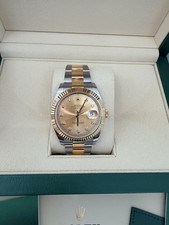 Rolex Datejust 41 Champagne Diamond Dial Fluted Gold Bezel Oyster Steel NEW 2022