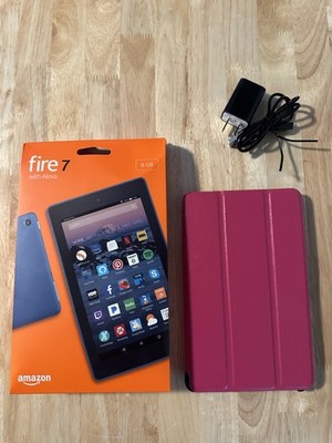 Amazon Fire 7 Tablet 7th Gen 8GB Blue w/ Case & Charging Cable Tested Bundle
