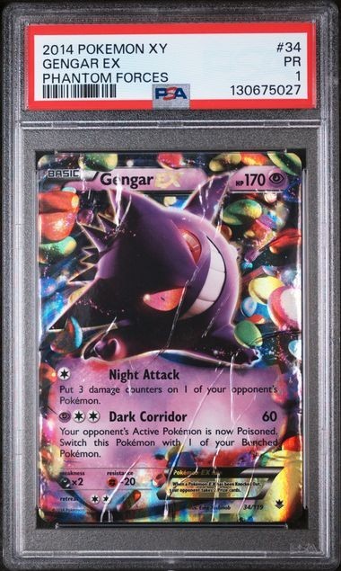 EBAY 1 of 1 - PSA 1 GENGAR EX 2014 POKEMON XY PHANTOM FORCES RARE HOLO 34/119