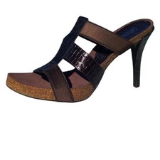 Donald Pliner Expresso Kogi Gator Leather New Elastic Sandal Cork Shoe 285 NWT