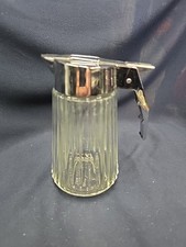 JARRA DE CONDIMENTO DE VIDRIO ESTILO RETRO VALIRA JARABE DE ACEITE LECHE TONO PLATEADO TAPA DE PLÁSTICO #14