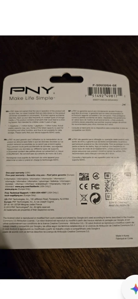 NEW SEALED PNY 32 GB Micro SD Card with Adapter - Image 2 of 2