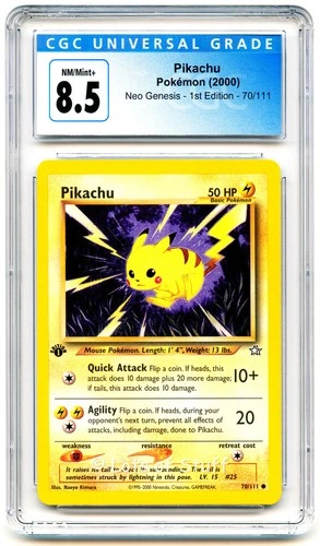 CGC 8.5 NM/MINT+ Pikachu Neo Genesis 1st Edition Common Pokemon 70/111  -94