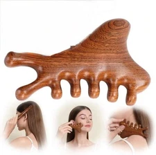 4-in-1 Gua Sha Tool For Face & Scalp Massager Natural Sandalwood Comb Relaxation