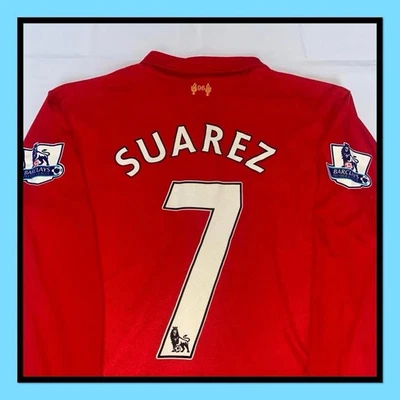 LUIS SUAREZ LIVERPOOL 2012/2013 12/13 WARRIOR RED HOME SHIRT NO. 7 LONG SLEEVE - Image 1 of 4