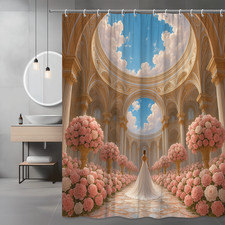 Elegant Floral Shower Curtain with Pink Roses and Romantic Design