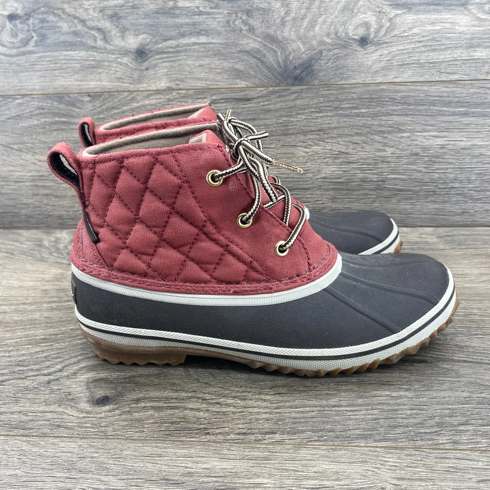 Bota de pato acolchada roja media Eddie Bauer Hunter Pac para mujer talla 7 negra coral rosa Foto 4 de 4