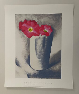 GEORGIA O' KEEFFE, ' PETUNIEN IN WHITE GLASS, 1924', RARE 1999 SERIGRAPH PRINT