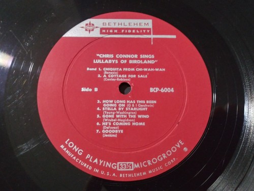 Chris Connor Sings Lullabys Of Birdland VG+ Mono Bethlehem Record 1956 NO COVER - Picture 4 of 4