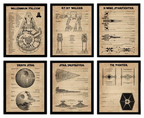 Juego de 6 impresiones artísticas vintage de patentes de Star Wars con o sin marcos Starwars - Imagen 13 de 23