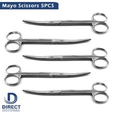 5PCS Surgical Operating Medical Mayo Scissors Curved Blunt Dissecting Supercut