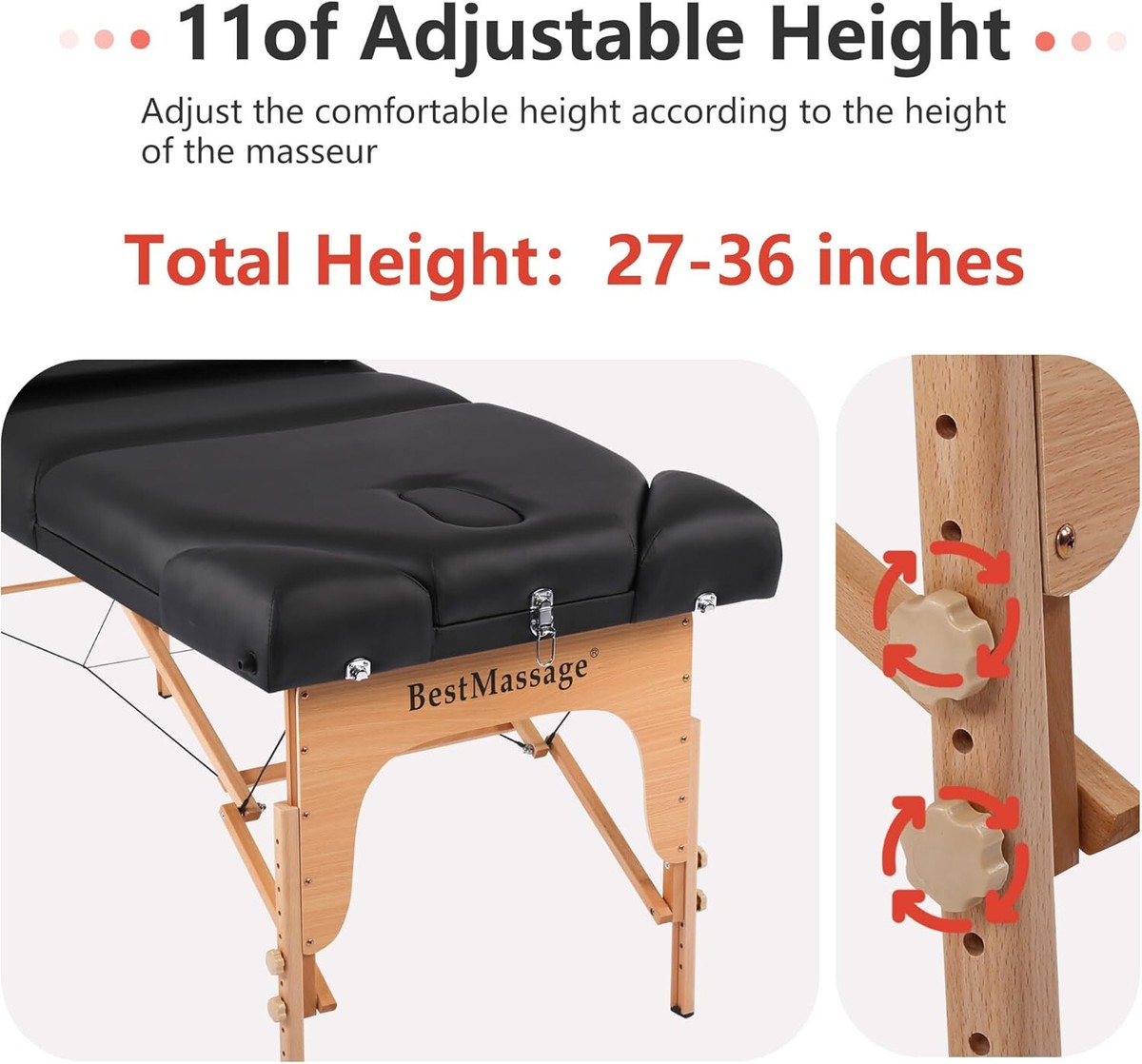 Mobiclinic®, Massage Table, Beauty Bed, Massage Bed, Professional, Portable, Wooden, 2 Sections, Lash Bed, Adjustable, 180x60 Cm, Therapy Couch, Physiotherapy, Tattoo Bed, Up To 150 Kg, Blue - View #8