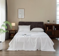 EVERLY Linen Sheets Set King Size,100 French Stonewash Pure Linen Sheets Set...