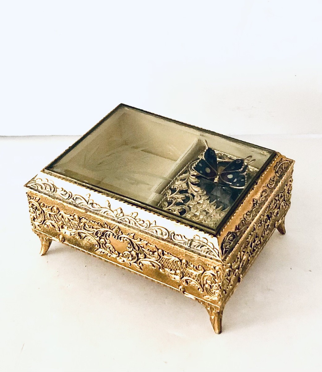 Vintage Westland Ornate Music Jewelry Box Butterfly Movement JAPAN