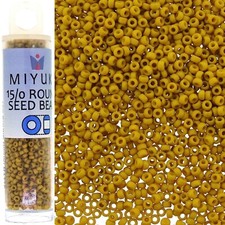 Miyuki Round Seed Beads Size 15/0 Matte Matte Opaque Mustard 8.2GM Tube 15-1233